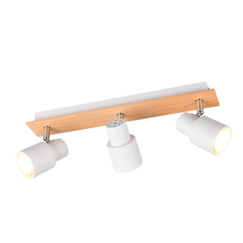 Trio-R81983031 - Pierre - Matt White & Wooden 3 Spotlights