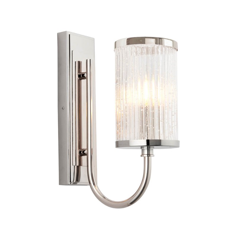 - Henbury - Bright Nickel Wall Lamp with Ribbed Glass Endon-100040 - Henbury - Bright Nickel Wall Lamp with Ribbed Glass