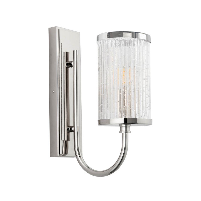 - Henbury - Bright Nickel Wall Lamp with Ribbed Glass Endon-100040 - Henbury - Bright Nickel Wall Lamp with Ribbed Glass