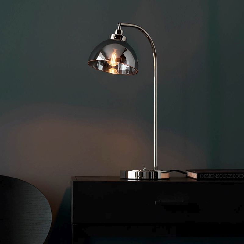 Endon-100043 - Caspa - Smoked Glass & Bright Nickel Table Lamp