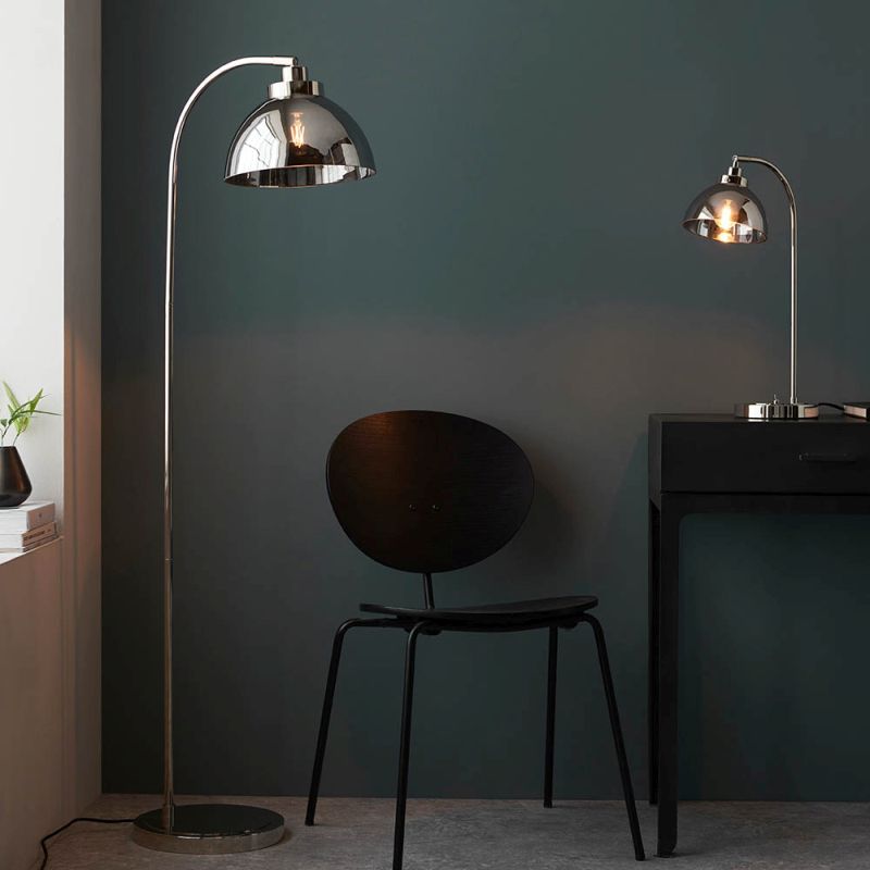 Endon-100045 - Caspa - Smoked Glass & Bright Nickel Floor Lamp