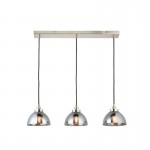 Caspa - Bright Nickel 3 Light over Island Fitting with Smoked Mirrored Glasses Caspa - Bright Nickel 3 Light over Island Fitting with Smoked Mirrored Glasses