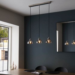 Caspa - Bright Nickel 3 Light over Island Fitting with Smoked Mirrored Glasses Caspa - Bright Nickel 3 Light over Island Fitting with Smoked Mirrored Glasses
