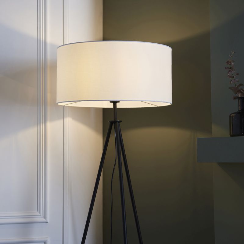 Endon-100365 - Tri - Matt Black Tripod Floor Lamp with White Shade