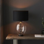 Kelda - Black & Clear Glass Touch Table Lamp with Black Shade Kelda - Black & Clear Glass Touch Table Lamp with Black Shade