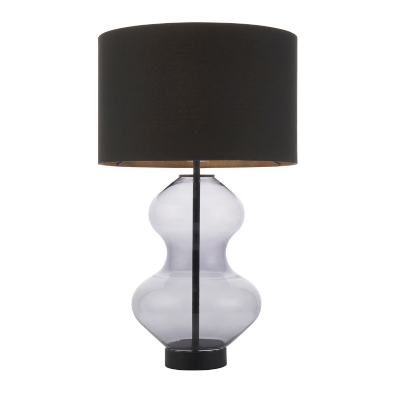 Endon-100454 - Kelda - Black & Smoked Tinted Glass Touch Table Lamp with Black Shade