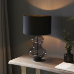 Kelda - Black & Smoked Tinted Glass Touch Table Lamp with Black Shade Kelda - Black & Smoked Tinted Glass Touch Table Lamp with Black Shade