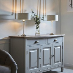 Highclere - Brushed Chrome Table Lamp with Natural Linen Shade Highclere - Brushed Chrome Table Lamp with Natural Linen Shade