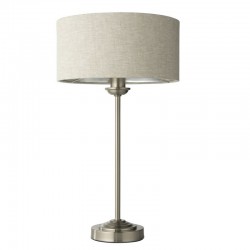 Highclere - Brushed Chrome Table Lamp with Natural Linen Shade Highclere - Brushed Chrome Table Lamp with Natural Linen Shade