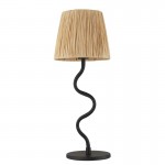 Wriggle - Black Table Lamp with Natural Raffia Tapered Shade Wriggle - Black Table Lamp with Natural Raffia Tapered Shade
