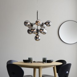Oscar - Black Chrome 11 Light Centre Fitting with Smoked Mirrored Glasses Oscar - Black Chrome 11 Light Centre Fitting with Smoked Mirrored Glasses