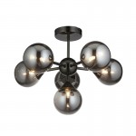 Oscar - Black Chrome 6 Light Semi Flush with Smoked Mirrored Glasses Oscar - Black Chrome 6 Light Semi Flush with Smoked Mirrored Glasses