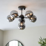 Oscar - Black Chrome 6 Light Semi Flush with Smoked Mirrored Glasses Oscar - Black Chrome 6 Light Semi Flush with Smoked Mirrored Glasses