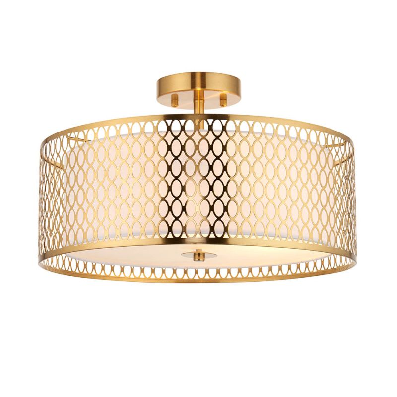 Endon-101568 - Cordero - White & Gold with Frosted Glass 3 Light Semi Flush