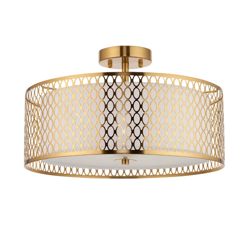 Endon-101568 - Cordero - Gold 3 Light Semi Flush with Frosted Diffuser