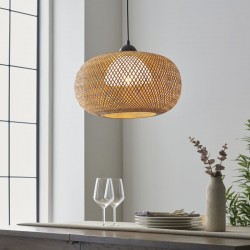 Bali - Natural Bamboo Pendant with White Diffuser  Bali - Natural Bamboo Pendant with White Diffuser
