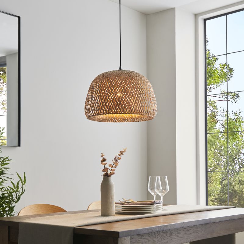 Endon-101574 - Bali - Natural Bamboo with White Diffuser Pendant