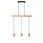 Sven - Natural Wood & Black 3 Light over Island Fitting
