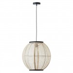 Zaire - Dark Wood Pendant with Natural Linen Shade Zaire - Dark Wood Pendant with Natural Linen Shade
