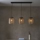 Endon-101779 - Zaire - Dark Wood 3 Light over Island Fitting with Natural Linen