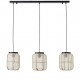 Endon-101779 - Zaire - Dark Wood 3 Light over Island Fitting with Natural Linen