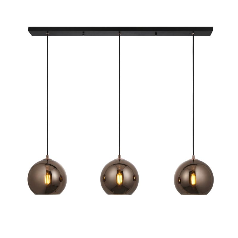Endon-102929 - Boli - Black 3 Light over Island Fitting with Copper Mirrored Glasses