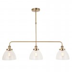 Hansen - Antique Brass 3 Light over Island Fitting with Clear Glass Hansen - Antique Brass 3 Light over Island Fitting with Clear Glass