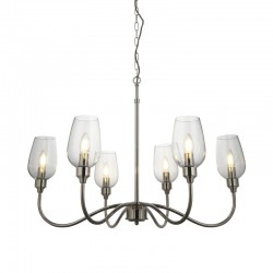 Astrid - Bright Nickel 6 Light Centre Fitting with Clear Glasses Astrid - Bright Nickel 6 Light Centre Fitting with Clear Glasses