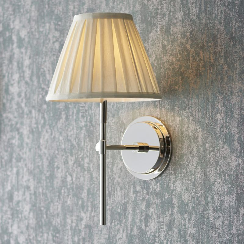 Endon-103356 - Rennes - Bright Nickel Wall Lamp with Cream Shade