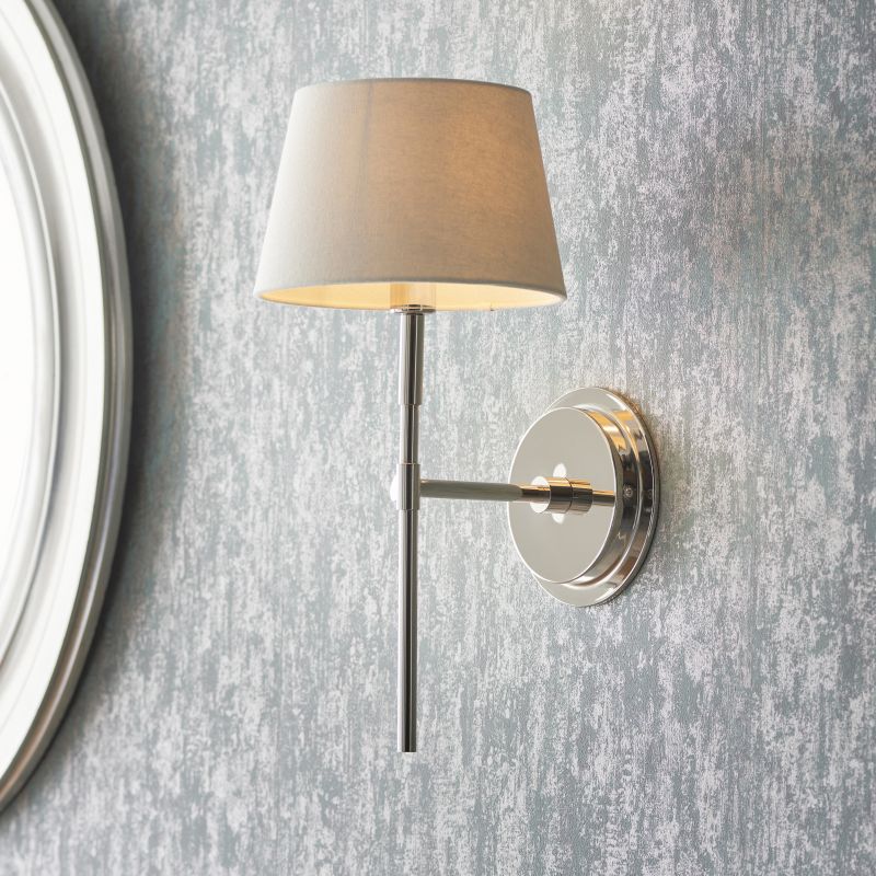 Endon-103358 - Rennes - Bright Nickel Wall Lamp with Ivory Shade