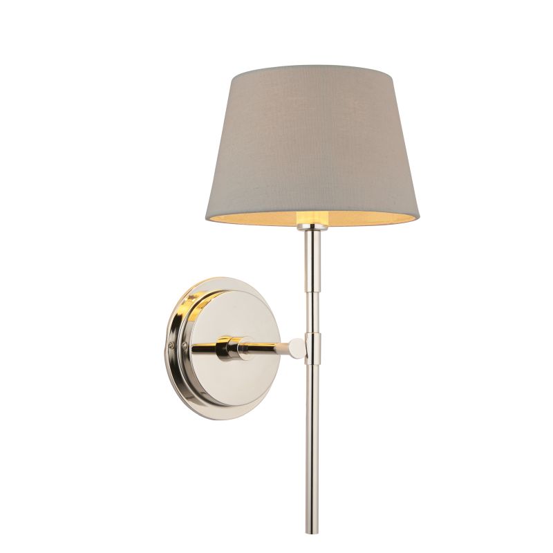 Endon-103359 - Rennes - Bright Nickel Wall Lamp with Grey Shade