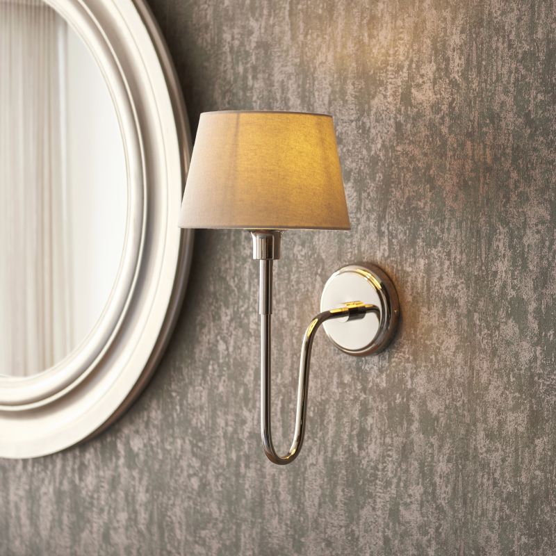 Endon-103363 - Rouen - Bright Nickel Wall Lamp with Ivory Shade