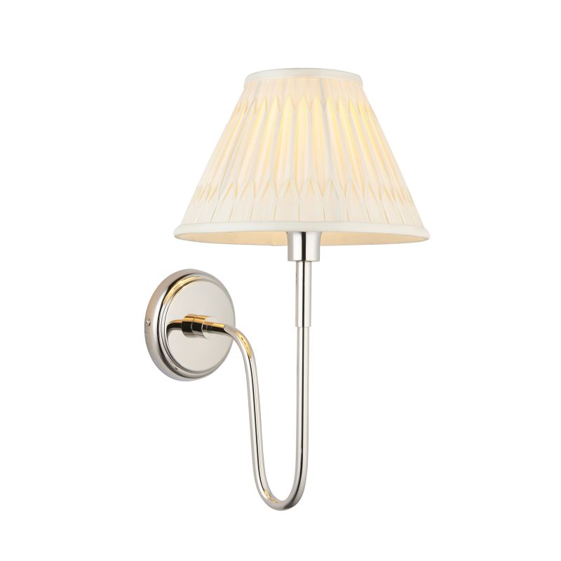 Endon-103366 - Rouen - Bright Nickel Wall Lamp with Ivory Shade
