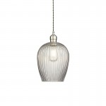 Marinella - Bright Nickel Pendant with Clear Ribbed Glass Marinella - Bright Nickel Pendant with Clear Ribbed Glass