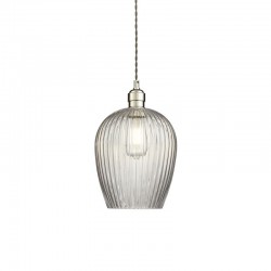 Marinella - Bright Nickel Pendant with Clear Ribbed Glass Marinella - Bright Nickel Pendant with Clear Ribbed Glass