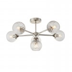 Allegra - Bright Nickel 6 Light Semi Flush with Clear Spiral Glasses Allegra - Bright Nickel 6 Light Semi Flush with Clear Spiral Glasses