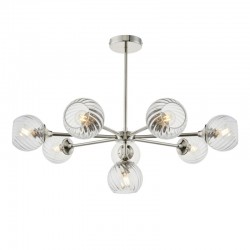Allegra - Bright Nickel 8 Light Centre Fitting with Clear Spiral Glasses Allegra - Bright Nickel 8 Light Centre Fitting with Clear Spiral Glasses