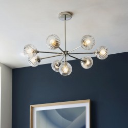 Allegra - Bright Nickel Wall Lamp with Clear Spiral Glass Allegra - Bright Nickel Wall Lamp with Clear Spiral Glass