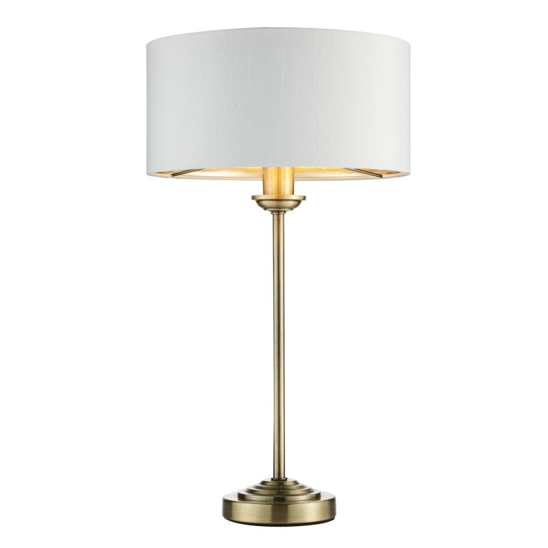 Endon-104054 - Highclere - Antique Brass Table Lamp with Vintage White Shade