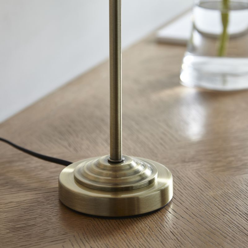 Endon-104054 - Highclere - Antique Brass Table Lamp with Vintage White Shade
