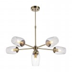 Maeve - Antique Brass 6 Light Centre Fitting with Clear Glasses