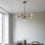 Maeve - Antique Brass 6 Light Centre Fitting with Clear Glasses