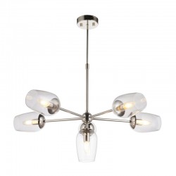 Maeve - Bright Nickel 6 Light Centre Fitting with Clear Glasses Maeve - Bright Nickel 6 Light Centre Fitting with Clear Glasses