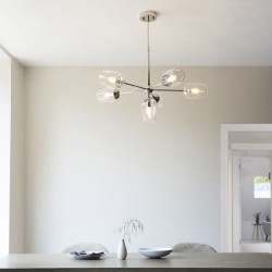 Maeve - Bright Nickel 6 Light Centre Fitting with Clear Glasses Maeve - Bright Nickel 6 Light Centre Fitting with Clear Glasses