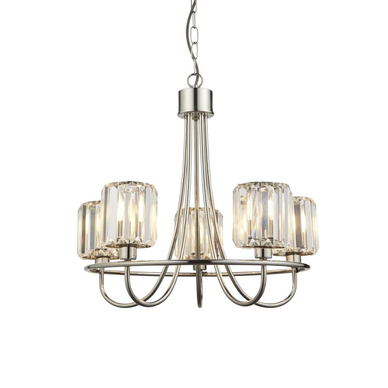 Endon-104108 - Berenice - Bright Nickel 5 Light Centre Fitting with Crystal