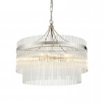 Marietta - Bright Nickel 5 Light Centre Fitting with Clear Glass Rods Marietta - Bright Nickel 5 Light Centre Fitting with Clear Glass Rods