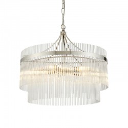 Marietta - Bright Nickel 5 Light Centre Fitting with Clear Glass Rods Marietta - Bright Nickel 5 Light Centre Fitting with Clear Glass Rods