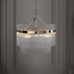 Marietta - Bright Nickel 5 Light Centre Fitting with Clear Glass Rods Marietta - Bright Nickel 5 Light Centre Fitting with Clear Glass Rods