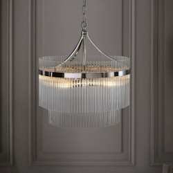 Marietta - Bright Nickel 5 Light Centre Fitting with Clear Glass Rods Marietta - Bright Nickel 5 Light Centre Fitting with Clear Glass Rods