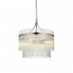 Marietta - Bright Nickel 3 Light Centre Fitting with Clear Glass Rods Marietta - Bright Nickel 3 Light Centre Fitting with Clear Glass Rods